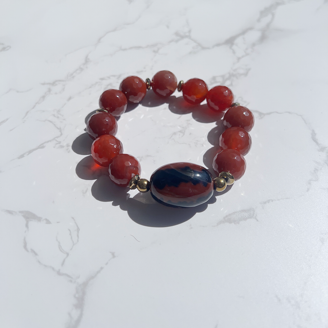 14mm Faceted Round Carnelian