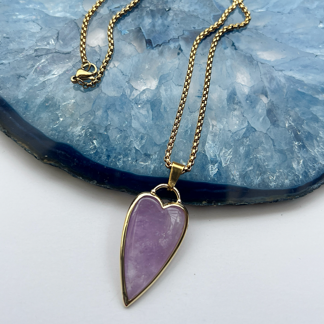 Amethyst Heart Gold Plated Pendant Necklace