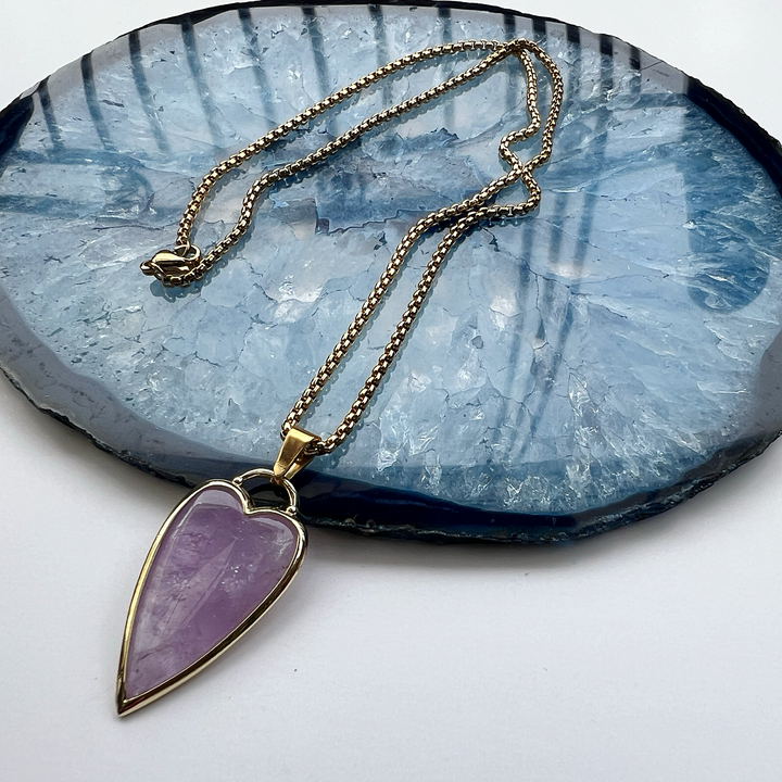 Amethyst Heart Gold Plated Pendant Necklace