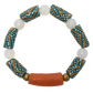 Bracelet with patterned beads on a white background