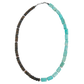 Necklace with alternating brown and turquoise beads on a white background