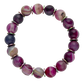Beaded bracelet with purple and pink marbled beads on a white background