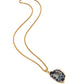 Gold necklace with a pendant on a white background