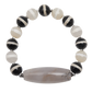 Bracelet with black, white, and gray beads on a white background