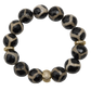 Leopard print beaded bracelet with gold accents on a white background