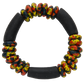 Bracelet with black and multicolored beads on a white background