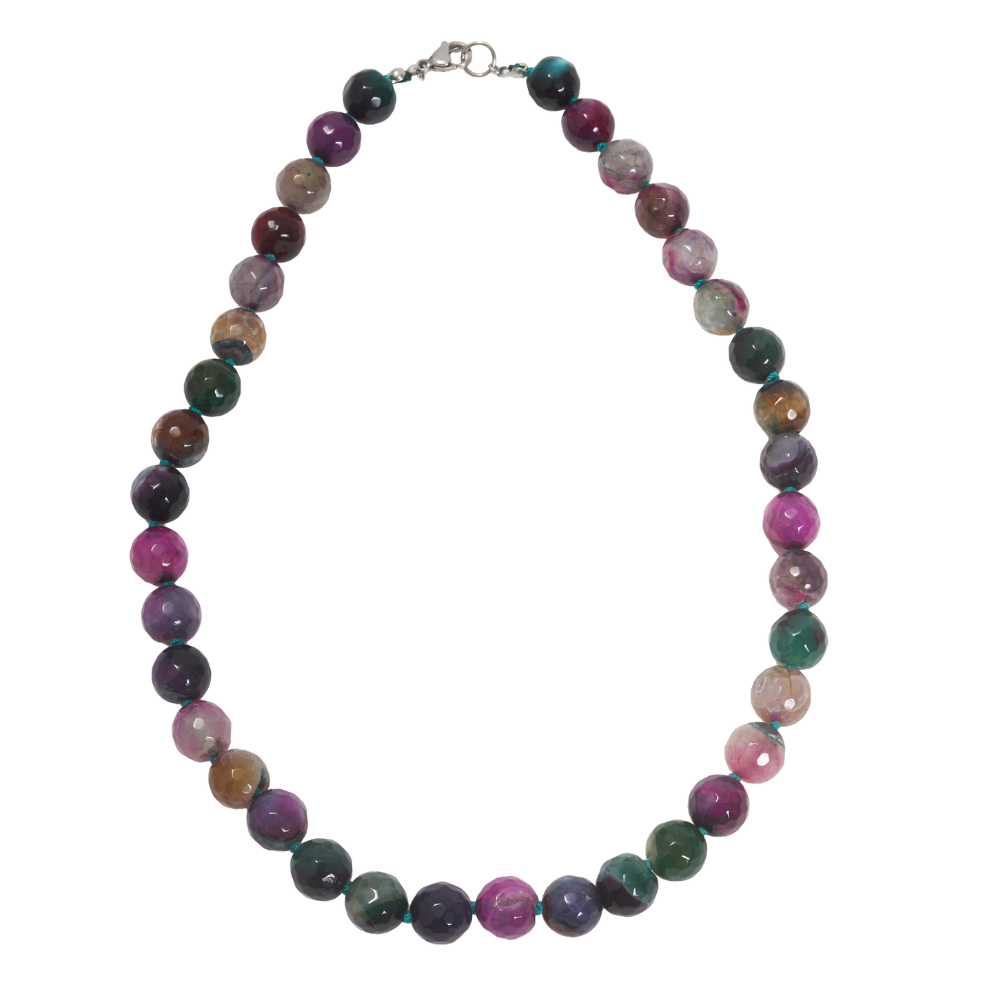 Marcia hand-knotted necklace from D's Delights Island Gyal collection, showing knotwork detail between gemstone beads