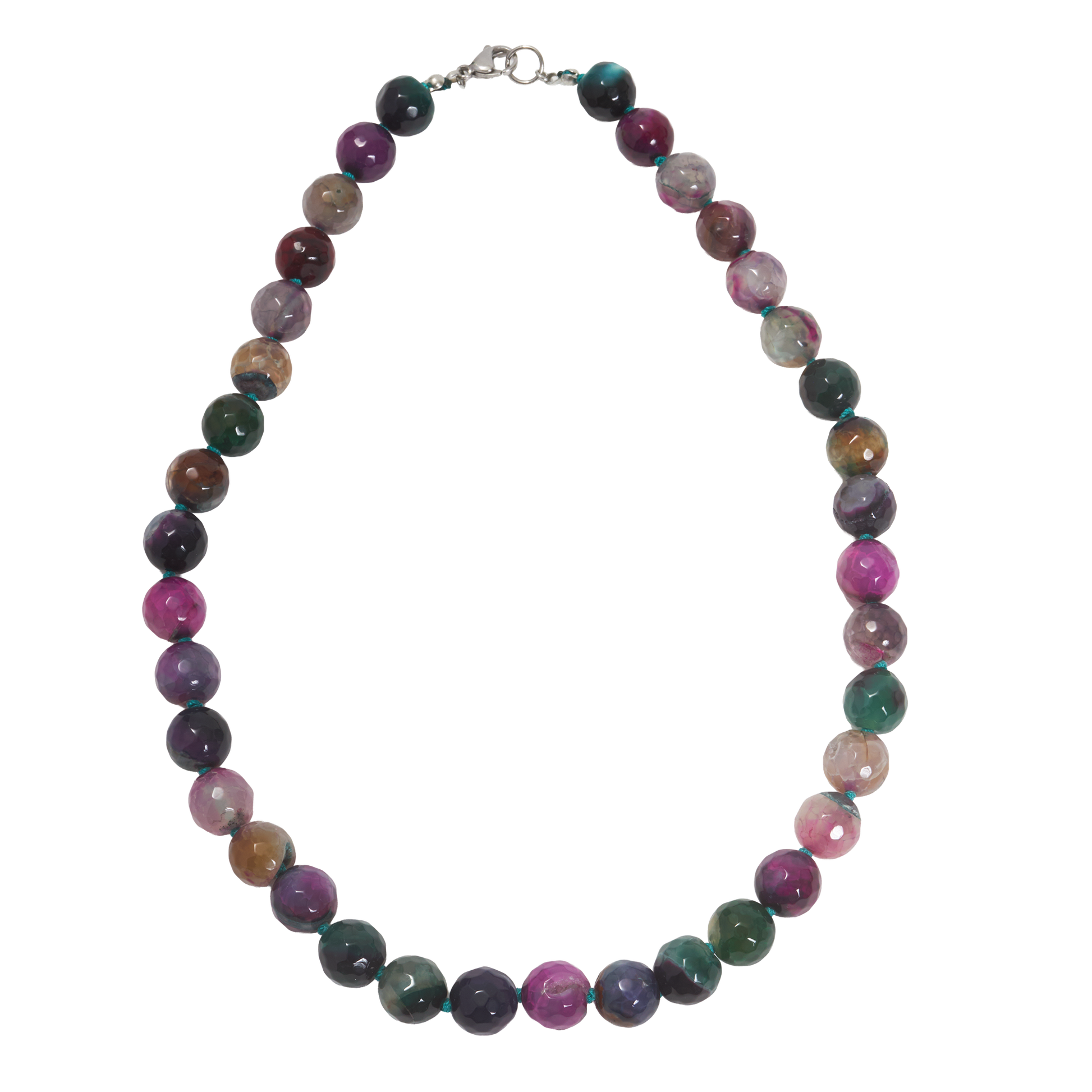 Marcia hand-knotted necklace from D's Delights Island Gyal collection, showing knotwork detail between gemstone beads