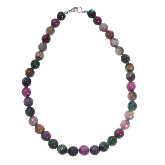 Marcia hand-knotted necklace from D's Delights Island Gyal collection, showing knotwork detail between gemstone beads