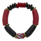 Bracelet with red and black beads on a white background
