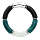 Bracelet with black, green, and white segments on a white background