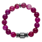 Bracelet with pink beads and a silver clasp on a white background