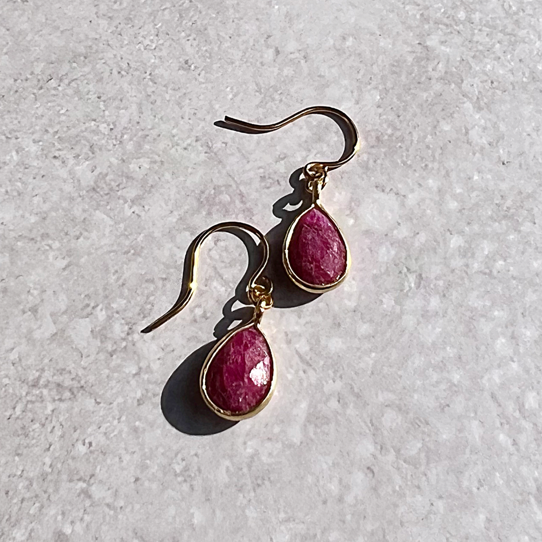 Gold plated Ruby Tiny Teardrop