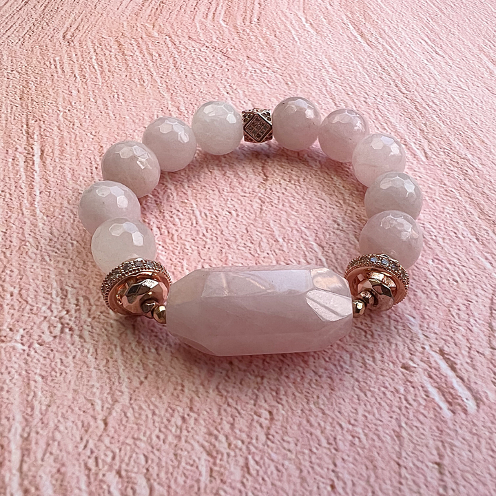 Electroplated Rose Quartz with Rose Gold